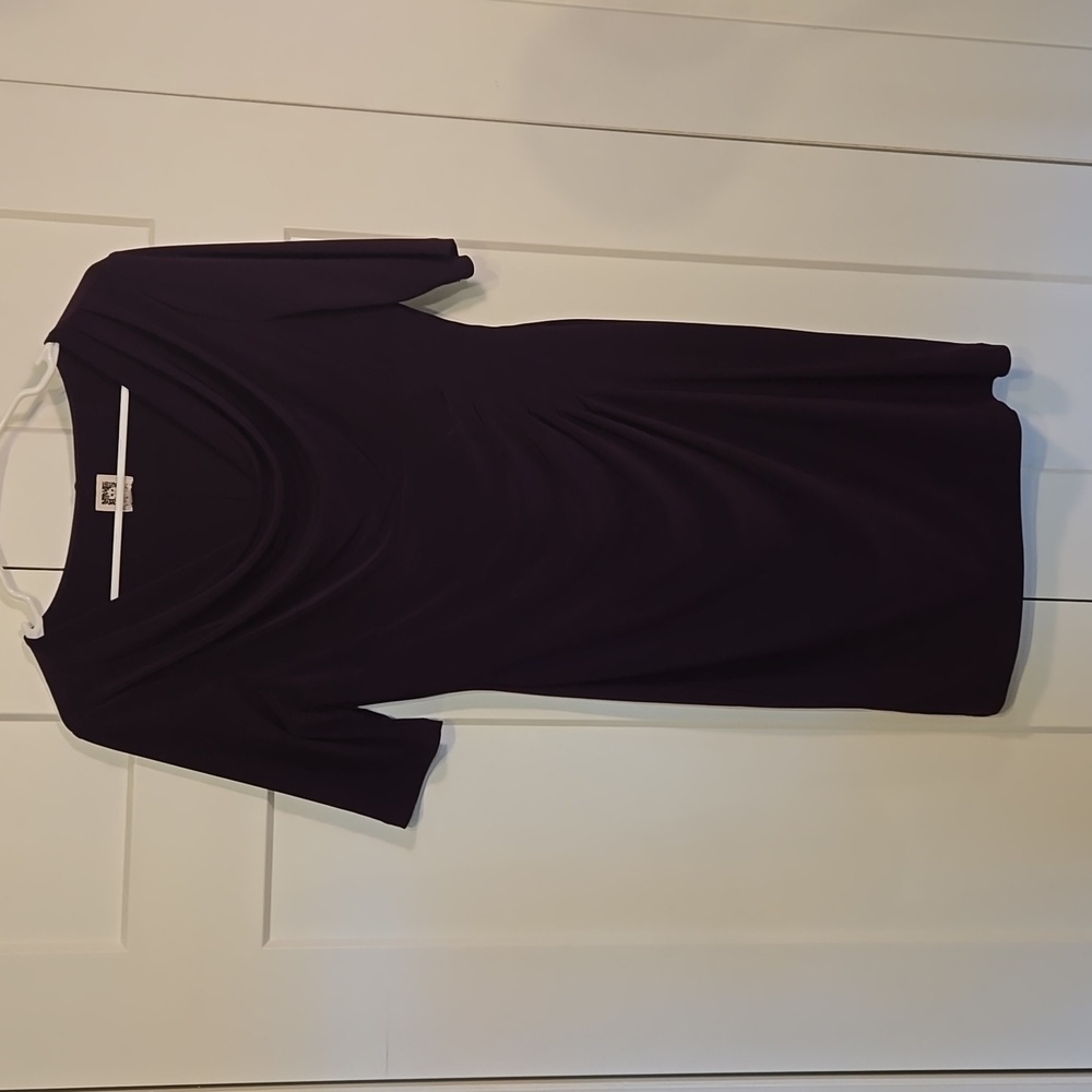 Anne Klein Side Ruched Draped Dress. Eggplant purple. Size 4